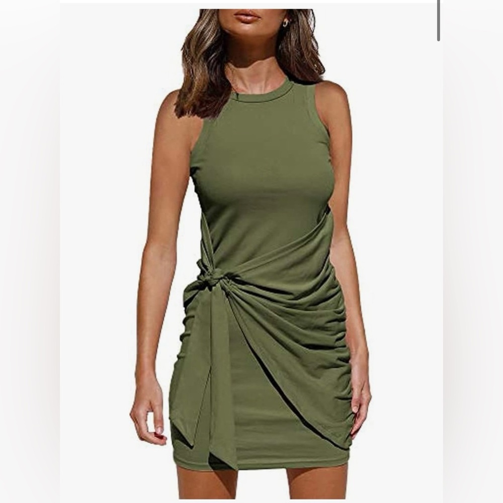 Olive Green Casual Wrap Dress